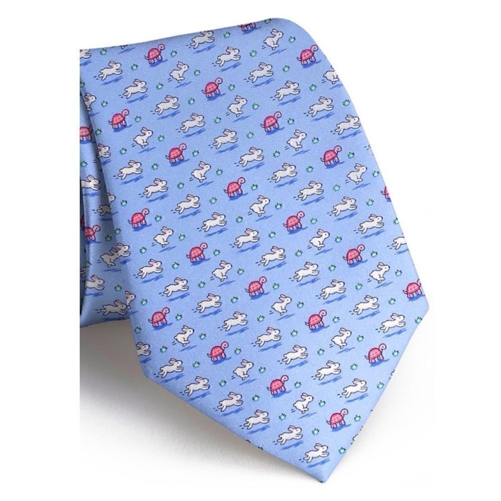 Bird Dog Bay TORTOISE & THE HARE EXTRA LONG 64” – BLUE Silk Tie /New No Tags